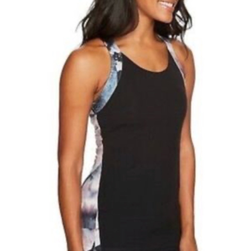 Lucy Sun Salutation Bra Tank Top‎ Black Watercolor Mesh Size Small $69